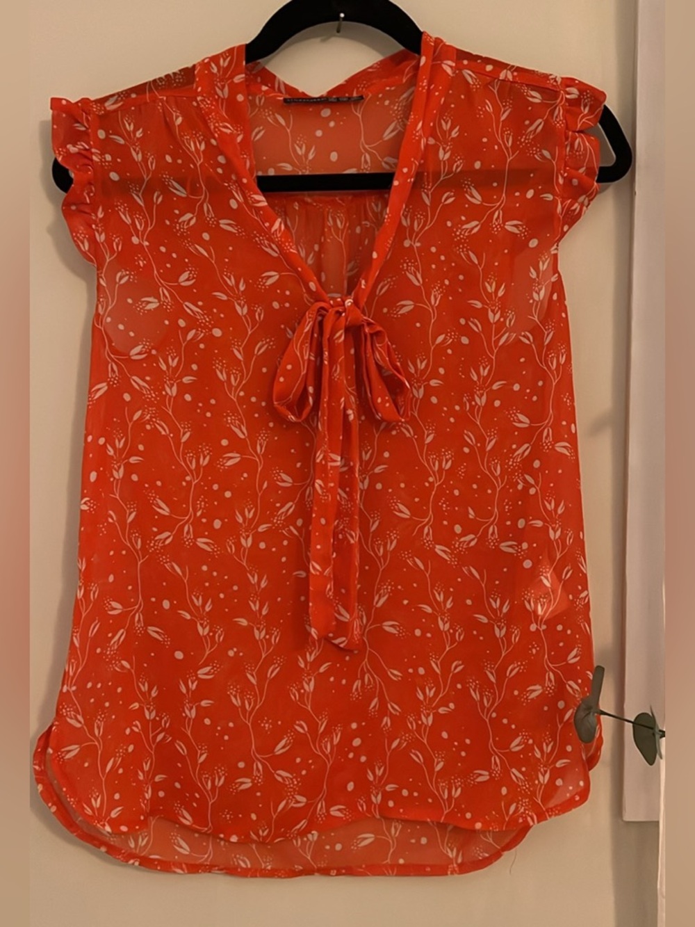Boho Chic Atmosphere Floral Print Sheer Ruffle Blouse - Summer Top
